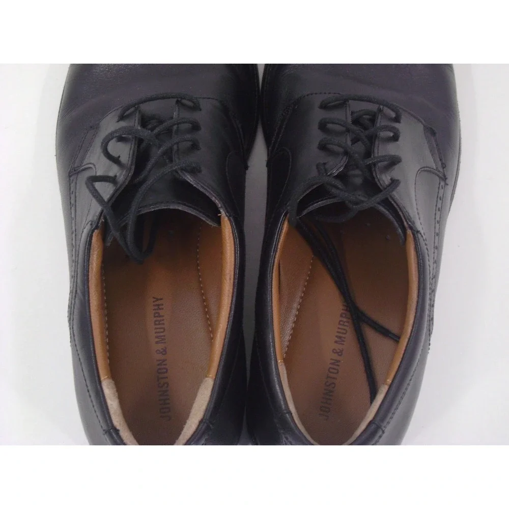 Johnston & Murphy Mens 10.5 M‎ Black Leather Derby Dress Shoes 59-2015 H21